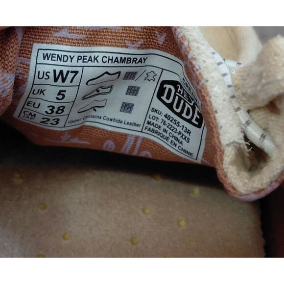 Hey Dude Wendy Peak Chambray Women's Size 7 Casual Platform Sneakers - Picture 8 of 8